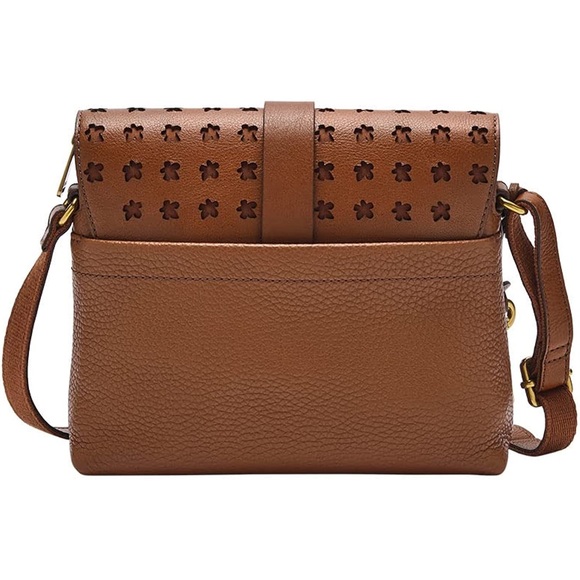 Fossil Kinley Small Crossbody Brown with Floral Cutouts - Picture 4 of 5